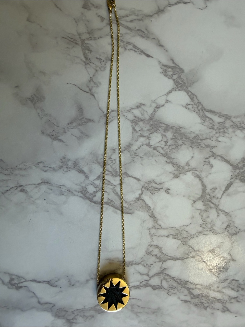 House of Harlow 1960 Gold Pendant Necklace with Black Starburst